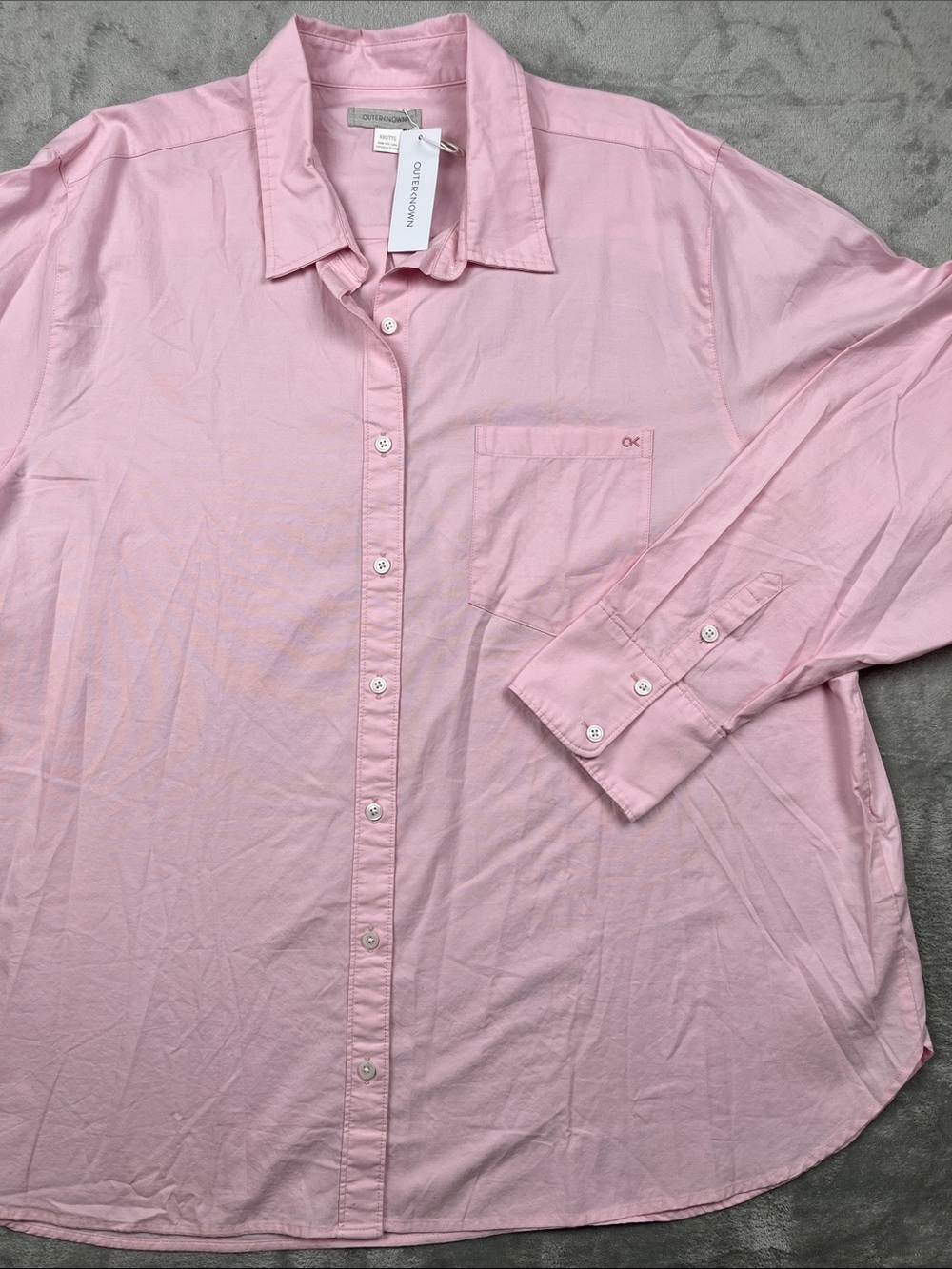 NEW Outerknown XXL 100% Organic Cotton Women's Pink Button-Up Shirt